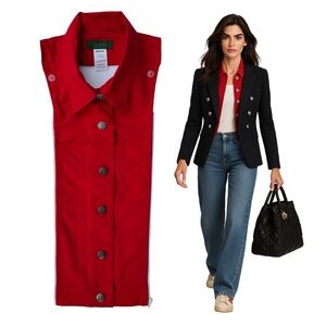 NWT Brunne DICKEY Compatible with VERONICA BEARD Blazer Red Drill Jacket 00-14